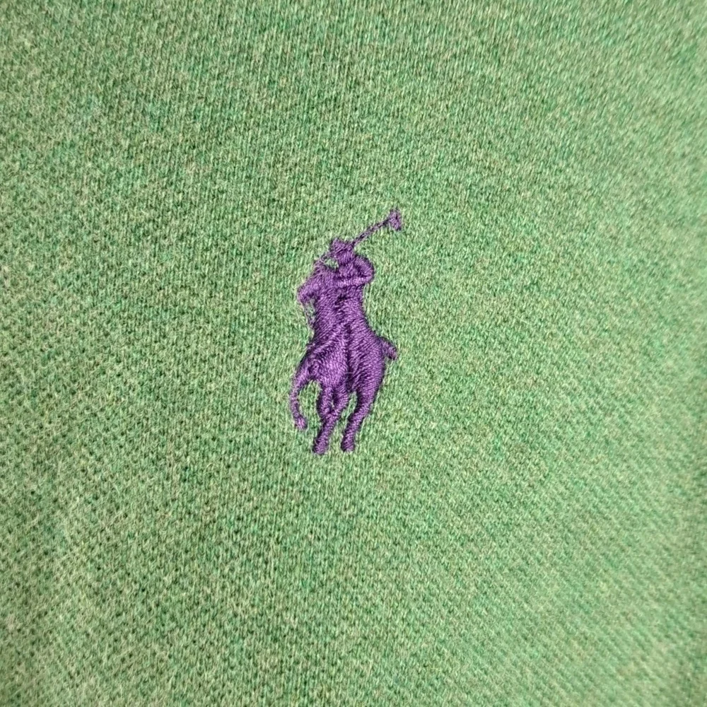 Vintage Y2K Polo Ralph Lauren 2X Big green w purple horseman casual preppy shirt